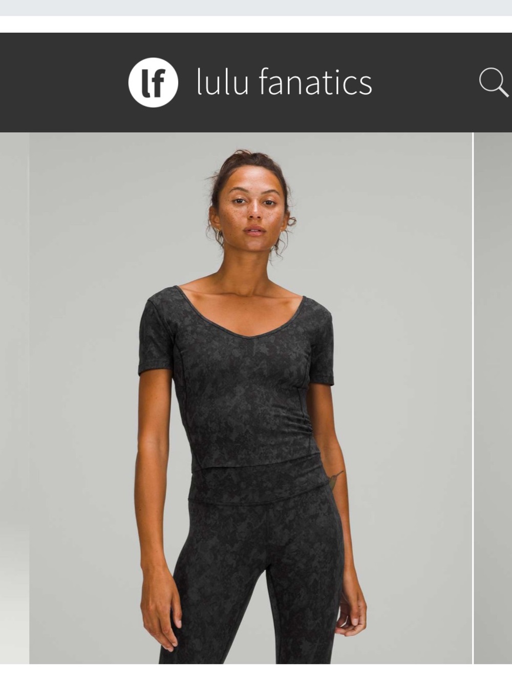 Lululemon Align Cropped T-shirt ~Sz 10 Hideaway Camo Deep Coal Grey Multi